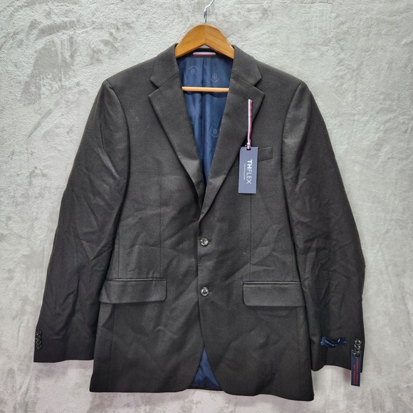 Tommy Hilfiger TH Flex Blazer 40L 40 Long Dark Brown 100% Wool Natural Stretch - Picture 1 of 6